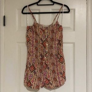 Aztec Sleeveless Button Front Romper